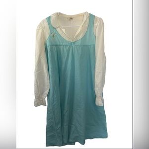 Vintage Aqua & Cream Peignoir Set Night Gown  Long Sleeve Neiman Marcus